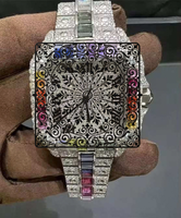 Montre à quartz de luxe pour femme AMBER JEWELS, cadran multicolore incrusté de diamants, affichage analogique, fermoir à boucle, 46 mm, vintage