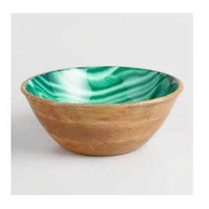 Vente à chaud de luxe grand bol à salade en bois de mangue ustensiles de cuisine polis à la main pour la maison et la fête bol en bois de haute qualité - Product Image 6