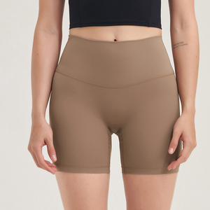 Mid <b>Waist</b> Solid Color Women's Bermuda Biker Shorts Breathable Knitted Spandex Polyester Regular Fit <b>Elastic</b> <b>Waist</b> - Product Image 5