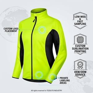 Veste de cyclisme personnalisée pour femmes à manches longues, coupe-vent, en polaire thermique respirante, maillot de vélo haute visibilité, veste de sport pour le vélo, OEM - Product Image 3