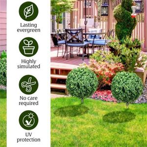 Juego de 2 Árboles Esféricos de Álamo Artificial, Relleno para Jarrones de Boj, Planta Artificial Duradera y Fácil de Cuidar - Product Image 4