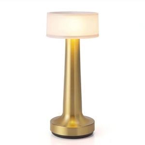 Portable Rechargeable LED Table Lamp 2000mAh Battery <b>USB</b> <b>C</b> Charging Metal Gold Finish for Bedroom Living Room Home Decor - Product Image 1