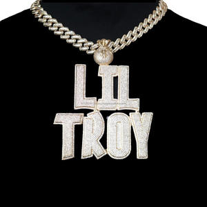 Iced Out Cuban Link Chain VVS Moissanite Letter Pendant Money <b>Bag</b> <b>Initial</b> Necklace Custom Hip Hop pendant - Product Image 1