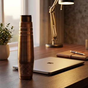 Botella de Agua de Cobre con Diseño Floral, Termo Portátil de Viaje, Diseño Tradicional - Product Image 2