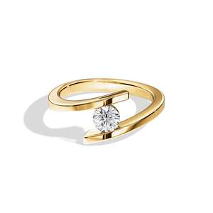 Bague de fiançailles minimaliste en or et diamant, taille brillant rond, sertissage à tension, design géométrique, bijoux fins unisexes - Product Image 3