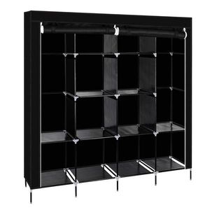 Armadio Portatile Nero da 170 cm con 12 Ripiani e 4 Tasche Laterali per la Conservazione dei Vestiti - Product Image 3