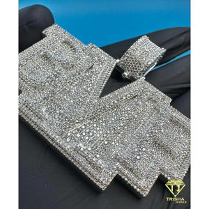 Custom Name <b>Chain</b> <b>Iced</b> <b>Out</b> Lab Grown Diamond Pendant Hip Hop Necklace Silver Gift - Product Image 1