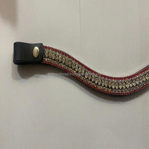 สายคาดคิ้วหนังม้าทำจากคริสตัลสีแดงและใส5แถวอุปกรณ์ม้าทำด้วยมือ - Product Image 2