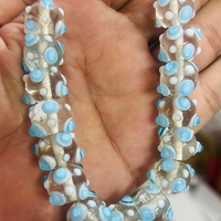 Perles en verre filé à la main de qualité supérieure, motif floral bleu, fil doré, 12 mm, artisanat décoratif pour la fabrication de bijoux