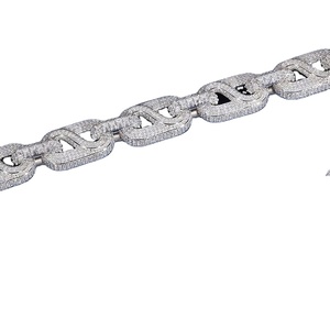 สร้อยคอเพชรโมอิสสีเงินสเตอร์ลิง925พร้อมสร้อยคอฮิปฮอปสำหรับผู้ชายหรือผู้หญิง - Product Image 1