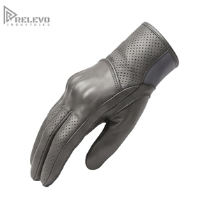 Wholesale Men's Gunmetal Grey Leather Riding <b>Gloves</b>, Perforated Summer Motorbike <b>Gloves</b> Hard Knuckle Protection OEM - Product Image 3