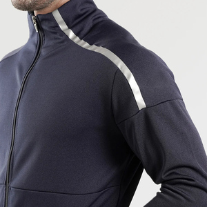 Men's Navy Hooded <b>Zip</b>-<b>Up</b> Tracksuit <b>Jacket</b> With Side Pockets Breathable Casual Full Sleeve Solid Design Autumn Wear - Product Image 5
