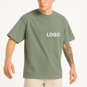 T-shirt en coton tricoté décontracté à manches courtes et col rond pour homme, jaune, avec motif color block, tissu jersey 210g - Product Image 1
