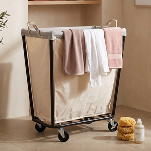 Canvas Laundry <b>Cart</b> With Wheels Large Capacity Minimalist Design Household Use - Product Image 1