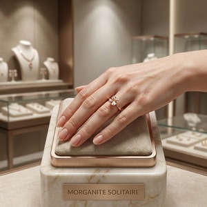 Bague de Fiançailles Solitaire Certifiée en Or 14 carats avec Morganite Pêche Naturelle Taille Coussin, Faite à la Main, Cadeau Tendance pour Mariage Chrétien - Product Image 2