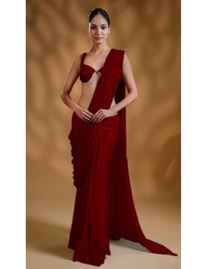 KV Ready To Wear Premium Designer <b>Red</b> <b>Saree</b> With Unique in Luxe Fabric - Product Image 3