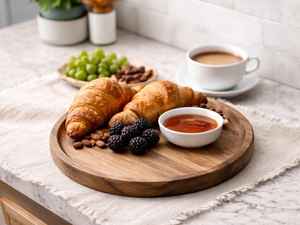 Ensemble d'assiettes de dîner modernes en bois d'acacia naturel, faites à la main, écologiques, rondes, pour servir sur la table - Product Image 2