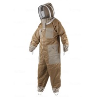 Neuer Professioneller Belüfteter Ganzkörper-Imkeranzug/-Jacke mit Lederhandschuhen in Kaffeebraun