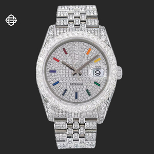 Montre de luxe pour homme de qualité supérieure, personnalisée, 20 mm, en acier inoxydable, avec diamants et mouvement à quartz ETA - Product Image 1