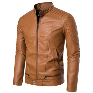 2026 Hot Selling Long Sleeves OEM Service Men Leather Jacket Street Wear <b>Top</b> Quality Men Leather Jacket for Man Customized - Product Image 1