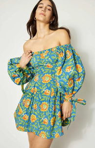 Robe longue décontractée d'été pour femme, imprimé floral, manches bouffantes, style bohème, col rond, coupe ample, 100 % coton naturel lavable - Product Image 4