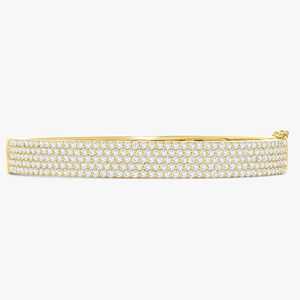 Multi Row Lab Grown Diamond <b>Bangle</b> <b>Bracelet</b> Custom Solid 10K 14K 18K Gold Box Lock Hinged Wholesale Factory Price Manufacture - Product Image 1