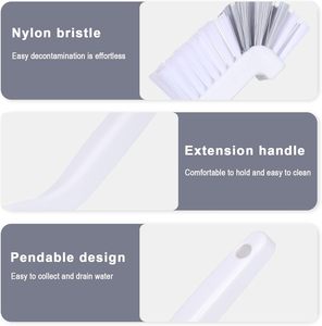 Brosse de nettoyage ménagère à angle droit, manche en nylon, brosse de salle de bain en plastique PP, éponge à récurer, <span class=keywords><strong>coin</strong></span> de l'évier, bouteille, <span class=keywords><strong>vaisselle</strong></span> - Product Image 4