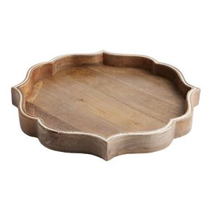 Premium handmade mango wood round serving tray with natural finish durable <b>kitchen</b> dining <b>decor</b> platter elegant rustic style - Product Image 5