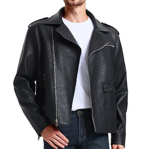 Chaqueta de cuero PU para hombre, informal, de alta calidad y muy vendida, chaqueta de PU ajustada y personalizada para motociclistas - Product Image 1