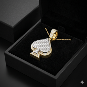 Custom 925 Silver Gold Plated Custom Iced Two-Layer Lucky Ace Spades Pendants Lab Grown Diamonds Hip Hop Fine Necklaces Charms - Product Image 5