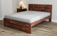 Lit king size en bois massif, fait main, de luxe, avec pied de lit, meubles de chambre à coucher en bois, sculpté à la main, qualité supérieure