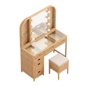 Escritorio de Maquillaje de Ratán con Silla, Venta al Por Mayor, Grandes Cantidades, Fábrica en Vietnam, OEM, ODM, Precios Competitivos - Product Image 2
