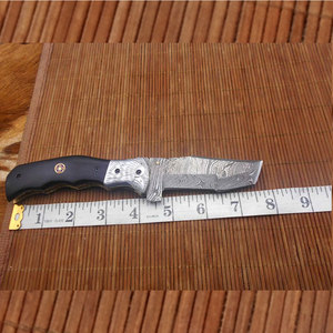Couteau pliant Tracker avec lame gravée d'un oiseau sur le bolster en acier, 8 pouces, couteau pliant en acier Damas forgé à la main - Product Image 6