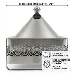 Premium Royal Design Square Stainless Steel <b>Buffet</b> Chafing Dish Elegant Mirror Finish Food <b>Warmer</b> for Luxury Gulf Ramadan Majlis - Product Image 3