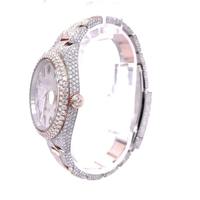 Jam Tangan Hip Hop Mewah Trendy Berlian Moissanite untuk Pria dengan Gelang Full Berlian dan Dial Ungu Premium