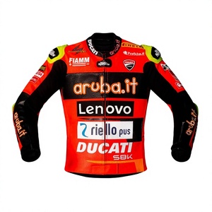 เสื้อแจ็คเก็ตหนังสำหรับแข่งรถ Alvaro Bautista WSBK Ducati ทำจากหนังวัว/หนังจิงโจ้ ตัดเย็บตามขนาด พร้อมรูระบายอากาศ สำหรับขี่รถแข่ง/เสื้อแจ็คเก็ตป้องกัน CE - Product Image 1