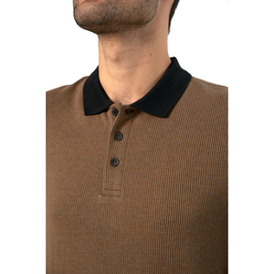 High Quality Custom Logo <b>Men's</b> Button 100% Cotton Jersey Plain Dyed Solid Long Sleeve Breathable 220g Solid Color Casual Style - Product Image 3