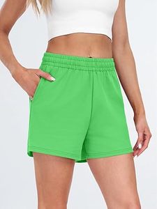 Shorts de sport pour femme en coton molletonné beige, taille haute, respirants, séchage rapide, avec logo personnalisé, pour la course et la gym en été - Product Image 3