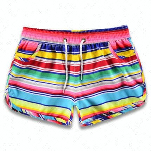 Shorts de bain décontractés pour hommes en toile à carreaux imperméable 140g polyester à séchage rapide, taille mi-haute avec cordon de serrage, pour l'été - Product Image 1