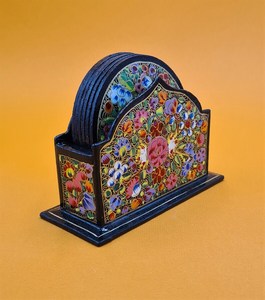 Khadim Handicrafts Handmade Handpainted Modern <b>Paper</b> Mache <b>Coaster</b> Set Eco Friendly Decorative Drink <b>Coasters</b> - Product Image 3
