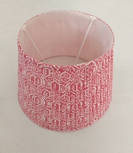 Handcrafted Industrial Pleated <b>Lampshade</b> Elegant <b>White</b> & Red Bohemian Pattern Unique Home Decor Accent for Bedroom Living Room - Product Image 1