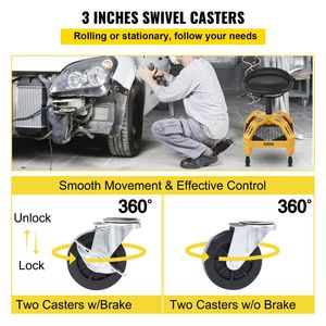 Adjustable 300LBS Capacity Rolling Garage Stool 360 Degree Swivel Wheels Mechanics <b>Seat</b> with 24in 28.7in Height for Tool <b>Storage</b> - Product Image 4