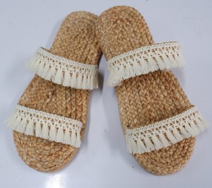 Sandalias Planas de Rafia Natural para Mujer, Hechas a Mano, Ligeras, Transpirables, con Aumento de Altura, Desechables - Product Image 1
