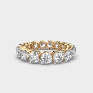 Anillo de Eternidad con Diamantes, Corte Redondo, Anillo de Boda de Oro Amarillo, Anillo de Aniversario, Anillo de Eternidad Completo, Joyería Nupcial de Lujo - Product Image 1
