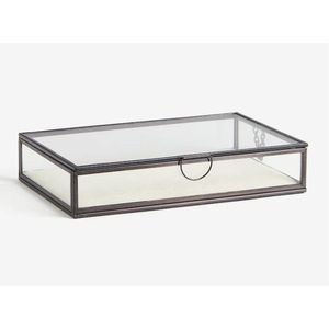 Wholesale Vintage Brass Metal Edge Clear Glass Box Jewelry Organizer <b>Ring</b> Display Case with Lid Modern Home Decor <b>Storage</b> Box - Product Image 1