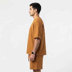Conjunto Deportivo para Hombre, Camiseta y Pantalones Cortos con Cierre, Estilo Casual, Holgado, de Algodón y Poliéster, con Logotipo Personalizado - Product Image 3