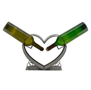 Estante de vino de hierro duradero con forma de corazón para botellas, estilo de pie, muy vendido para bares y pubs, soporte metálico para botellas de vino. - Product Image 1