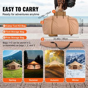 Tenda a Campana in Tela Traspirante per 4 Stagioni, 5m/16.4ft, per Campeggio, Tenda Yurt per 8 Persone con Foro per Stufa, Capacità 2 Persone - Product Image 6