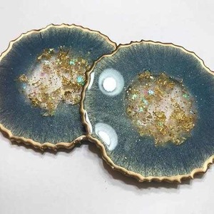 Factory OEM Custom Shape Resin <b>Coaster</b> <b>Set</b> Heat Resistant Corporate Gift Supplier - Product Image 1