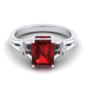 Anillo de compromiso REYES de diseño clásico con granate de corte radiante de 2.5 quilates en plata de ley 925 y moissanita certificada GRA - Product Image 5